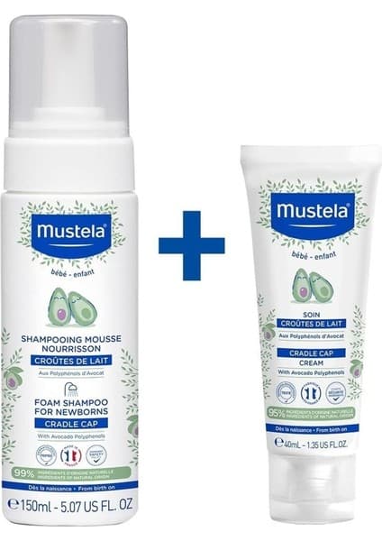 Mustela Konak Bakım Seti & Saç Pullanmalarına Karşı Bakım Kremi 40ML + Yenidoğan Köpük Şampuanı 150ML