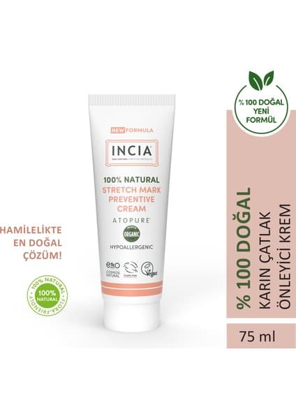 INCIA ATOPURE ® %100 Doğal Karın Çatlak Kremi Çatlak Önleyici Organik Avokado Yağı Hamilelikte 75 ml