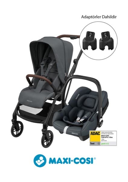 Maxi-Cosi Leona2-Cabriofix I-Size Tek Elle Katlanabilen Ultra Kompakt Çift Yönlü Seyahat Sistem Bebek Arabası Graphite